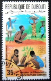 Selo postal de Djibouti de 1985 Planting Saplings