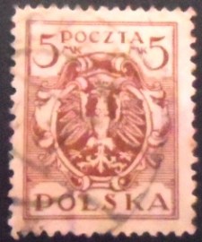 Selo postal da Polônia de 1921 Eagle on a Baroque Shield 5
