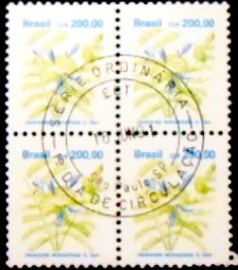 Quadra de selos postais do Brasil de 1991 Jacaranda mimosifolia