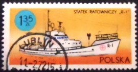 Selo postal da Polônia de 1971 Rescue ship R-1