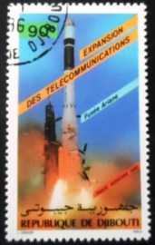 Selo postal de Djibouti de 1985 Ariane Rocket