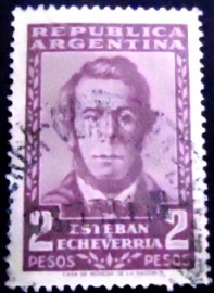 Selo postal da Argentina de 1957 Esteban Echeverría