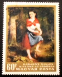 Selo postal da Hungria de 1966 Girl in the Forest