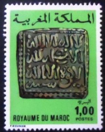 Selo postal da Marrocos de 1976 Sabta Coin 12th/13th Centuries