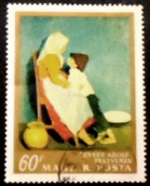 Selo postal da Hungria de 1967 Brother and Sister