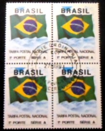 Quadra de selos postais do Brasil de 1991 Bandeira Nacional 1