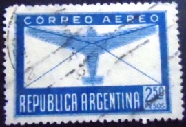 Selo postal da Argentina de 1945 Plane and Letter