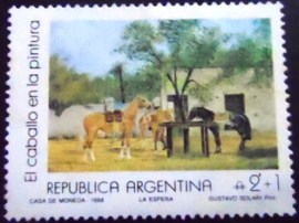 Selo postal da Argentina de 1988 La Espera by Gustavo Solari