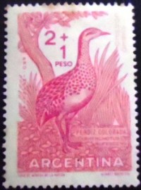 Selo postal da Argentina de 1960 Red-winged Tinamou