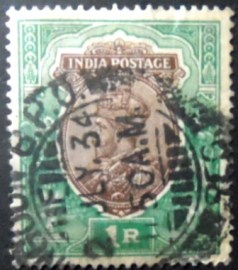 Selo postal da Índia de 1913 King George V 1₹