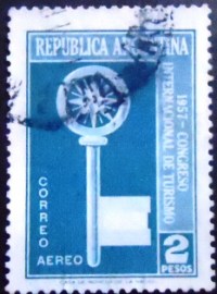 Selo postal da Argentina de 1957 Key & Wind rose