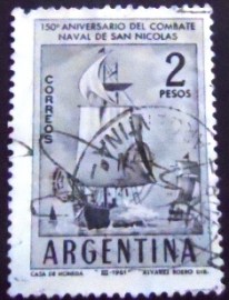 Selo postal da Argentina de 1961 Battle of San Nicolas