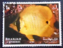 Selo postal de Sharjah de 1972 Threadfin Butterflyfish