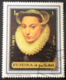 Selo postal de Fujeira de 1972 Portait of a woman