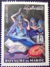 Selo postal da Marrocos de 1970 Guédra Dance