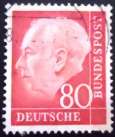 Selo postal da Alemanha de 1954 Prof. Dr. Theodor Heuss 80