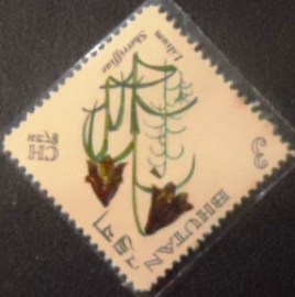 Selo postal do Bhutão de 1967 Lilium sherriffiae