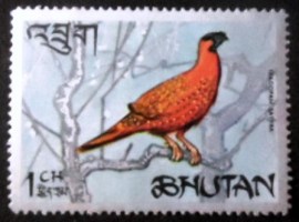 Selo postal do Bhutão de 1968 Satyr Tragopan