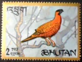 Selo postal do Bhutão de 1968 Satyr Tragopan