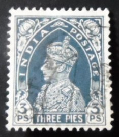 Selo postal da Índia de 1937 King George VI 3