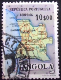 Selo postal da Angola de 1955 Map of Angola 10$
