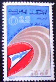 Selo postal da Marrocos de 1967 Mediterranean Games of Tunis 25
