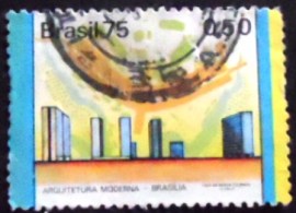 Selo postal do Brasil de 1975 Brasília AD
