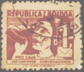 Selo postal da Bolívia de 1954 Hornblower