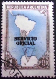 Selo postal Argentina 1956 South America Map with Antartict ovpt.
