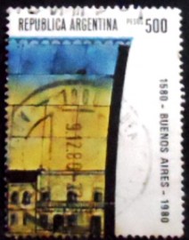 Selo postal da Argentina de 1980 Glazed tiles in Subway station Catedral