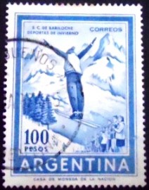 Selo postal da Argentina de 1961 Winter sports in Bariloche