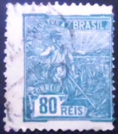 Selo postal do Brasil de 1922 Agricultura 80