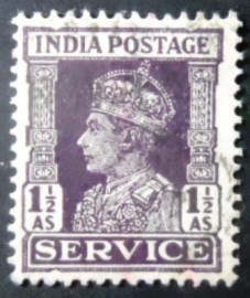 Selo postal da Índia de 1942 King George VI 1½
