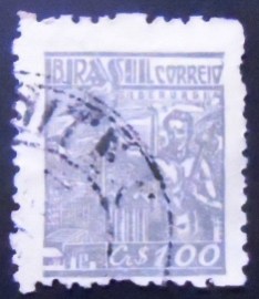Selo postal do Brasil de 1943 Siderurgia 1000