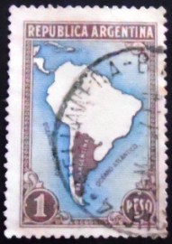 Selo postal Argentina 1936 South America Map Without Borderlines