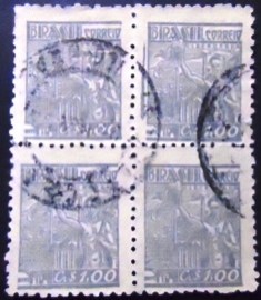 Quadra de selos postais do Brasil de 1941 Siderurgia