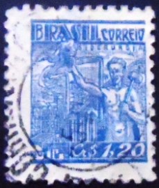 Selo postal do Brasil de 1947 Siderurgia 1,20