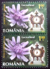 Par de selos postais da Romênia de 2013 Common Chicory