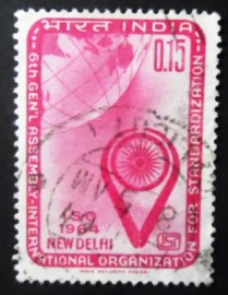 Selo postal da Índia de 1964 ISO emblem and globe