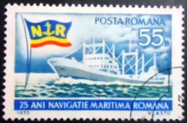 Selo postal da Romênia de 1970 75 Years Of Maritime Navigation