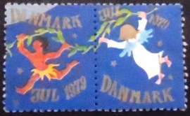 Se-tenant postal da Dinamarca de 1979 Christmas 1979