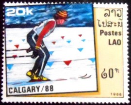 Selo postal do Laos de 1988 Ski Race