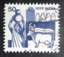 Selo postal da Índia de 1982 Woman Dairy Farmer