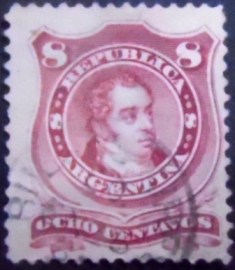 Selo postal da Argentina de 1880 Bernardino Rivadavia 8