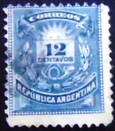 Selo postal da Argentina de 1885 Letter and Posthorn 12