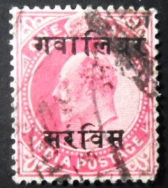 Selo postal da Índia de 1903 King Edward VII overprinted Gwalior