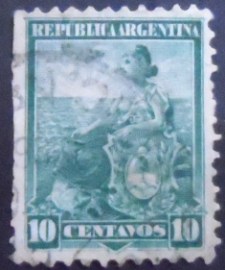 Selo postal da Argentina de 1899 Allegory Liberty Seated 10