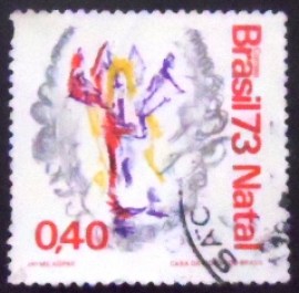 Selo postal do Brasil de 1973  Anjo Anunciante