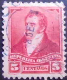 Selo postal da Argentina de 1892 Bernardino Rivadavia 5
