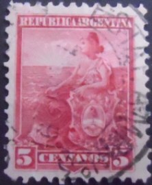 Selo postal da Argentina de 1899 Allegory Liberty Seated 5